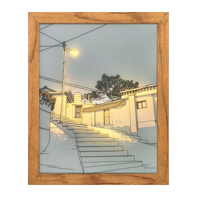 燈光畫-路燈下的階梯