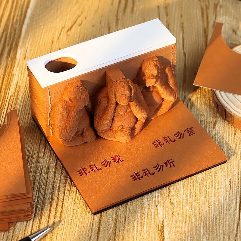 修身養(yǎng)性三不猴，3D立體便簽紙